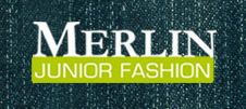 Text: "Merlin Junior Fashion" vor Regenhintergrund.
