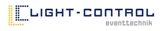 Logo mit Schriftzug "LIGHT-CONTROL eventtechnik" und stilisiertem L in Blau und Gelb.