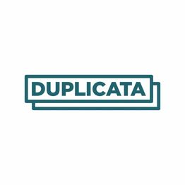 Image avec le mot "Duplicata" en lettres bleues sur un fond blanc.