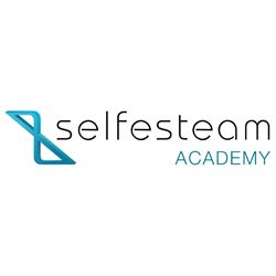 Logo mit Schriftzug "selfesteem ACADEMY" und blauem grafischen Element links.