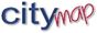 Schriftzug "citymap" in Blau und Rot, stilisiert dargestellt.