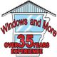 Logo of "Windows and More" with text: "Over 35 years experience," window and roof design.