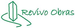 Logotipo de "Revivo Obras" en verde con un diseño de edificio estilizado a la izquierda.