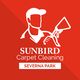 Silhouette of a worker with cleaning tool, "Sunbird Carpet Cleaning, Severna Park" text.