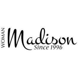 Texto "Woman Madison Since 1996" en fuente elegante.