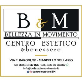 Logo del "Centro Estetico Bellezza in Movimento" con contatti a Mandello del Lario.