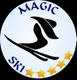 Logo mit Ski-Silhouette, darüber "Magic", darunter "Ski", umgeben von fünf goldenen Sternen.