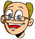 Cartoon eines lächelnden Mannes mit Brille und kurzen Haaren.