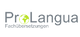 Logo von ProLangua Fachübersetzungen mit Globus im Buchstaben "o".