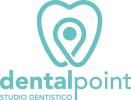 Logo di Dental Point: un dente stilizzato con un puntatore all'interno, testo sotto.