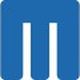 Blauw EMP-logo met rode tekst "Music" rechtsonder.