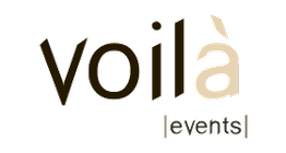 Texto: "voilà |events|", con diseño simple y elegante.