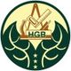 Ein Emblem mit einem Winkel, Säge, Lineal und dem Text "HGB" über Geweih und Sternen.