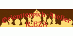 Logo mit Schriftzug "Orientteppich-Atelier REZA" und orientalischem Muster.