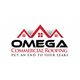 Logo of Omega Commercial Roofing with red rooftops and the tagline "Put an end to your leaks".