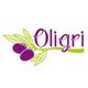Logo mit lila Oliven und grünem Blattwerk neben dem Schriftzug "Oligri".