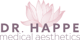 Pink lotus logo with text: "Dr. Happe Medical Aesthetics".
