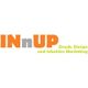 Logo mit dem Text "INnUP Druck, Design und lokales Marketing" in orange, grau und grün.