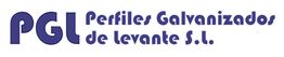 Logo de PGL con texto: "Perfiles Galvanizados de Levante S.L." en azul.