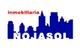 Logo de Inmobiliaria Nojasol con silueta azul de edificios y texto rojo y blanco.