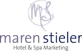Logo mit Schriftzug "maren stieler Hotel & Spa Marketing" und stilisiertem "MS"-Symbol.