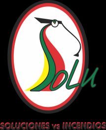 Logotipo en forma de extintor con las palabras "Solu" y "SOLUCIONES vs INCENDIOS".