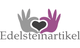 Logo mit grauer und lila Hand, die ein Herz formen, darunter der Schriftzug "Edelsteinartikel".