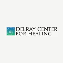 Delray Center for Healing logo with a spiral design on a gradient blue-green square.