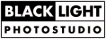 Schwarz-weißes Logo mit Text: "Black Light Photostudio" in zwei Zeilen.