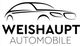 Logo von Weishaupt Automobile mit schematisiertem Autoumriss darüber.