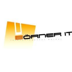 Logo mit orangefarbenem Quadrat und der Aufschrift "Börner IT".