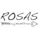"Logo met tekst 'ROSAS jewels' en een pijl met hartvormige punt."