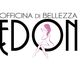 Logo "Officina di Bellezza Edoné" con silhouette di donna stilizzata.