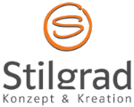 Logo von Stilgrad: Konzept & Kreation mit einem orange umrandeten, stilisierten "S".