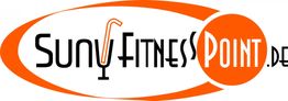 Logo mit Schriftzug „Sunny Fitness Point“ in orange und schwarz.