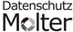 Logo mit Text "Datenschutz Molter" und einem geometrischen Symbol in der Mitte des Wortes.