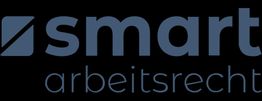 Logo mit dem Text "smart arbeitsrecht" in blau auf schwarzem Hintergrund.