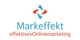 Logo mit blau-roten Pfeilen und Text "Markeffekt effektives Onlinemarketing" darunter.