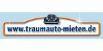 Logo mit der Aufschrift "www.traumauto-mieten.de" und einem Auto darüber.
