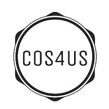 Logo con cerchio nero e scritta "COS4US" al centro.