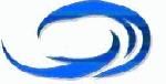 Abstraktes blaues Wellen-Logo mit geschwungenen Linien, die Bewegung andeuten.