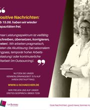 Gute Nachrichten: Kapazitäten im Büroservice frei ab 15.06. www.u-schaecher.de