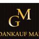Logo mit Buchstaben „GM“ und Text „Goldankauf Martin“ auf schwarzem Hintergrund.