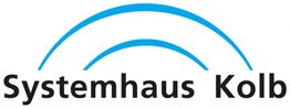 Logo mit zwei blauen Bögen und dem Schriftzug "Systemhaus Kolb".