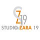 Logo di Studio Zara 19 con testo grigio e arancione su sfondo bianco.