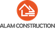 Logo of a house on an orange shield above the text "ALAM CONSTRUCTION".