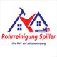 Logo mit Häusern, Hammer und Rohrzange, Text: "Rohrreinigung Spiller, Ihre Rohr und Abflussreinigung".