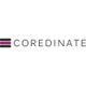 COREDINATE-Logo mit drei horizontalen Streifen links, zwei schwarz, einer violett.