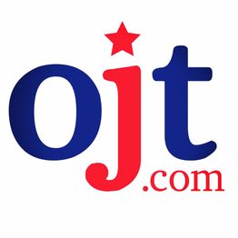 "Logo with 'ojt.com' in blue and red letters, featuring a red star above the 'j'."