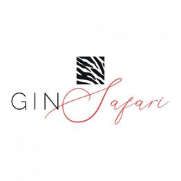 Logo mit "Gin Safari" Schriftzug und einem Zebra-Muster.